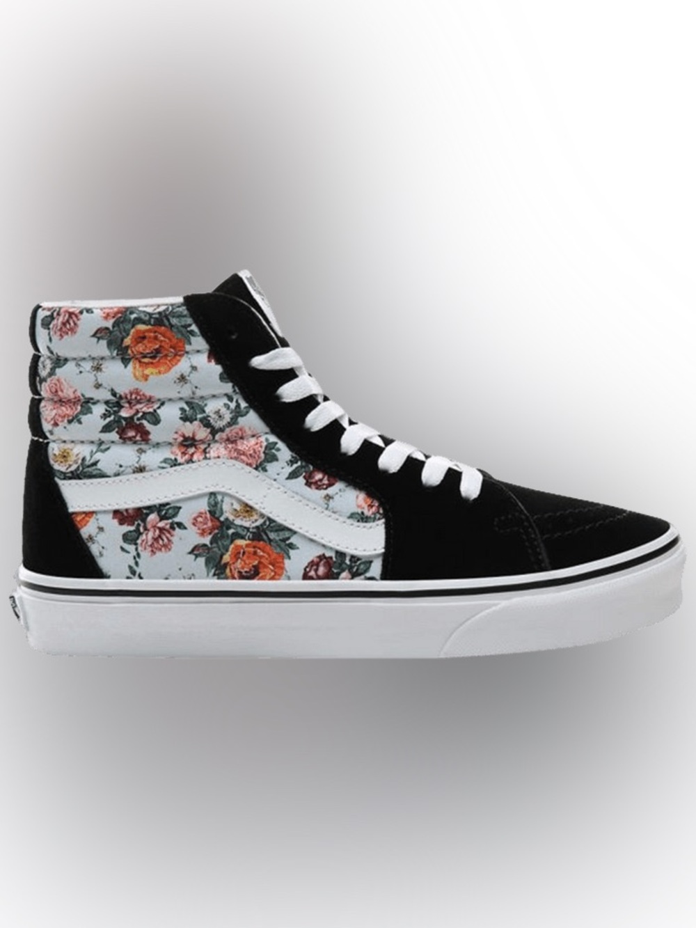 Vans High-Top Sneaker in Black with Floral Panels